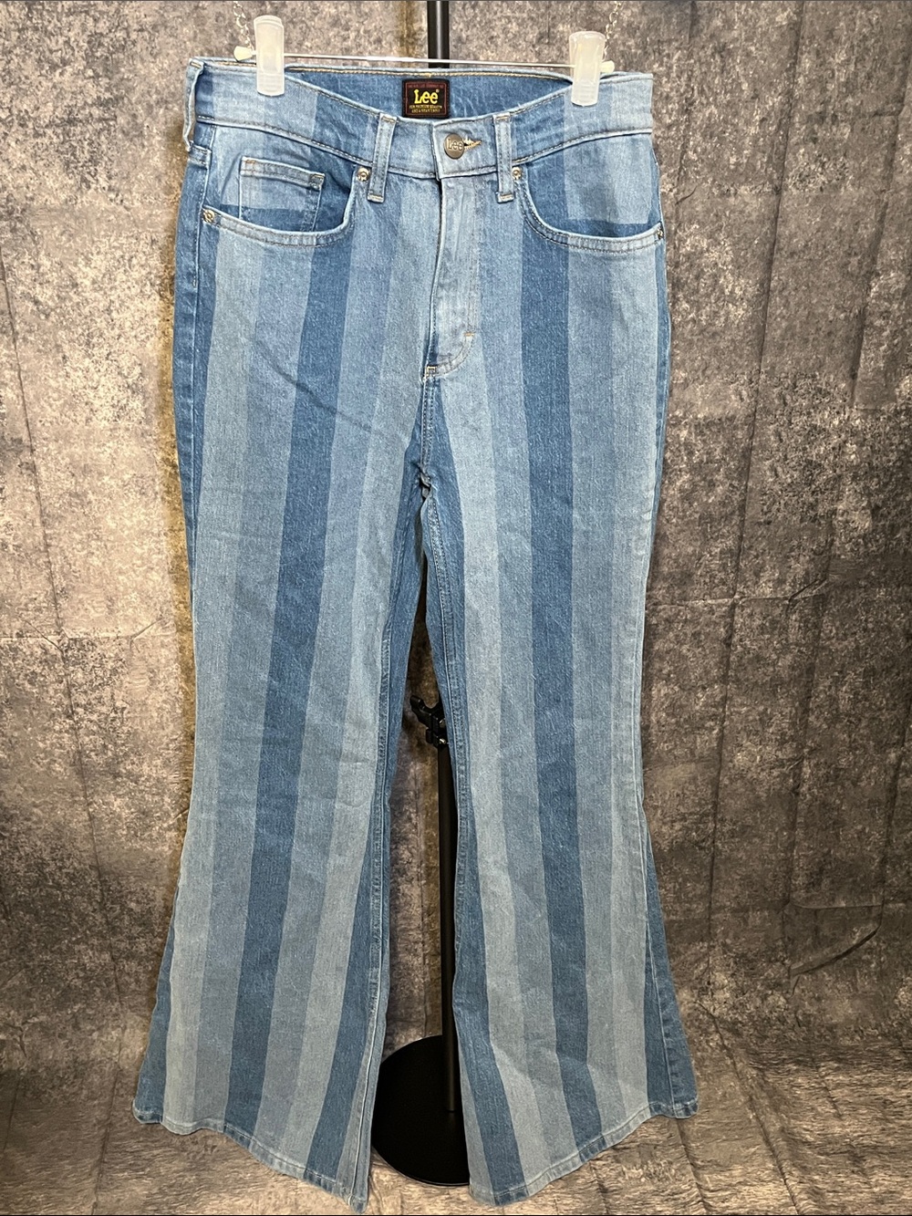 Lee Two-Tone Vertical Stripe Blue Flare Jeans